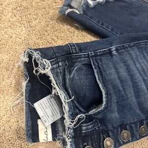 KanCan Dark Blue Frayed Hem Cropped Jeans